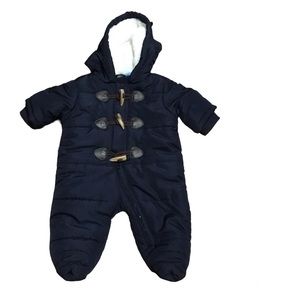 The Children's Place Navy Blue Hooded Snowsuit, 0-3 Months